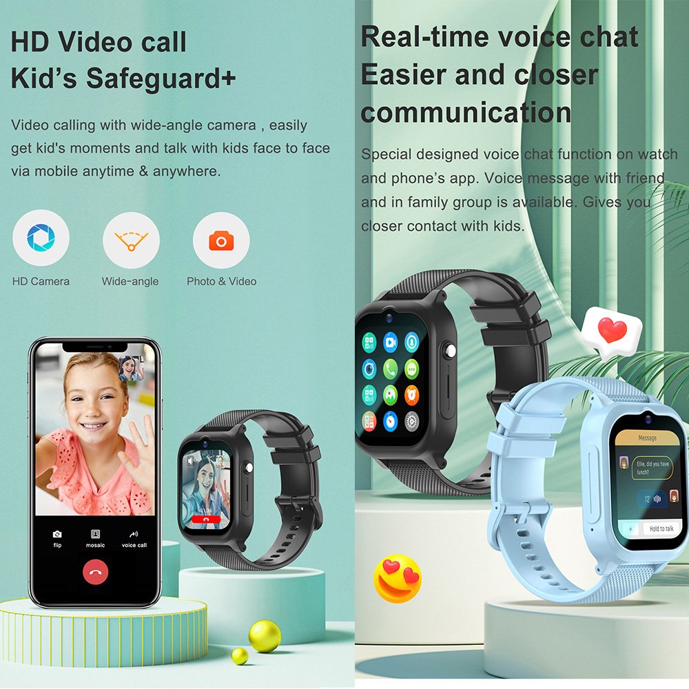 Custom Wholesale Waterproof Touch Screen HD Video Camera SOS Emergency Call Sim Card 4G Boys Smartwatch with GPS Tracker